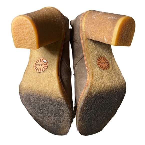 UGG Australia Tan Suede Shearling Brienne Buckle Tab Ankle Boots Size 7 - Picture 5 of 7